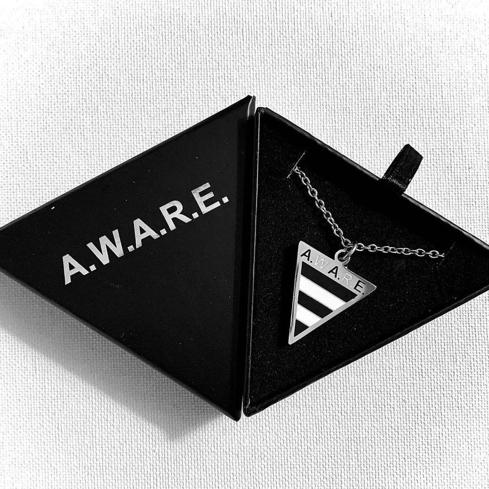 NEW! AWARE Causes Black & White Stripe Necklace